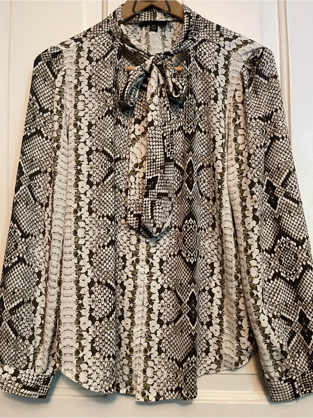 J. Crew Bow Neutral Snake-Print Blouse